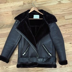Faux Leather and Fur Jacket